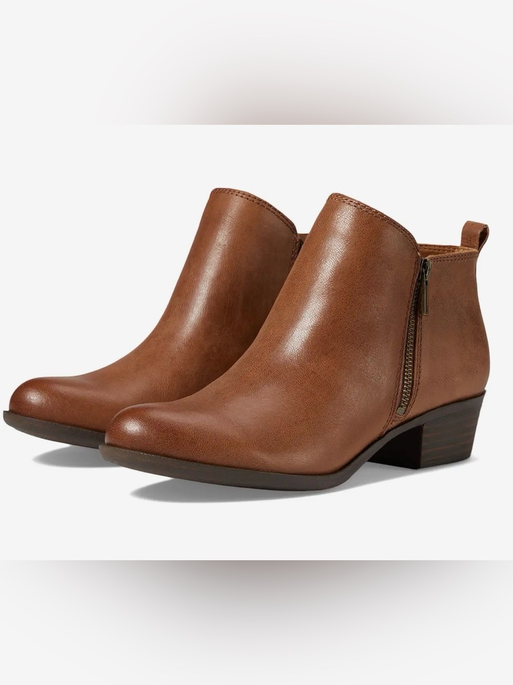 LUCKY BRAND BASEL BROWN Leather Ankle Bootie with Side Zip 9.5 new